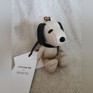 NWT Coach x Peanuts Snoopy Leather Bag Charm CBH29, Smooth and Pebbled Leather